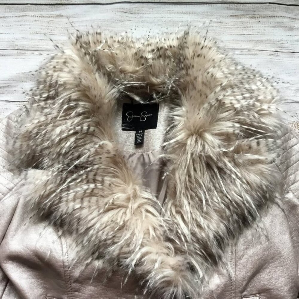 Jessica Simpson Faux Leather Light Pink Jacket Size 14 - Picture 3 of 6